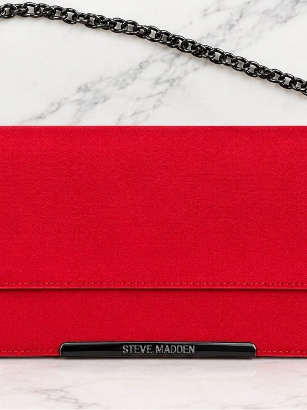 Steve Madden Red Chain Flap Clutch